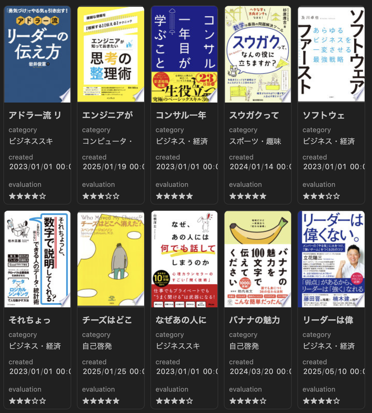 ビジュアル本棚のイメージ
