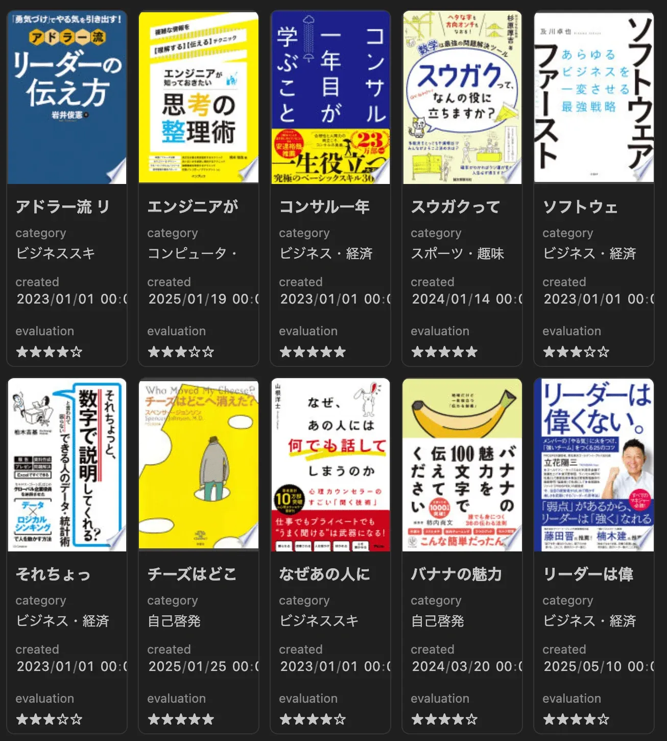 ビジュアル本棚のイメージ